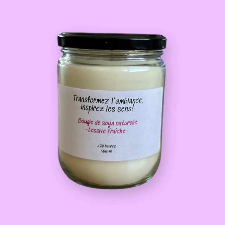 Bougie de soya naturelle - Lessive Fraîche